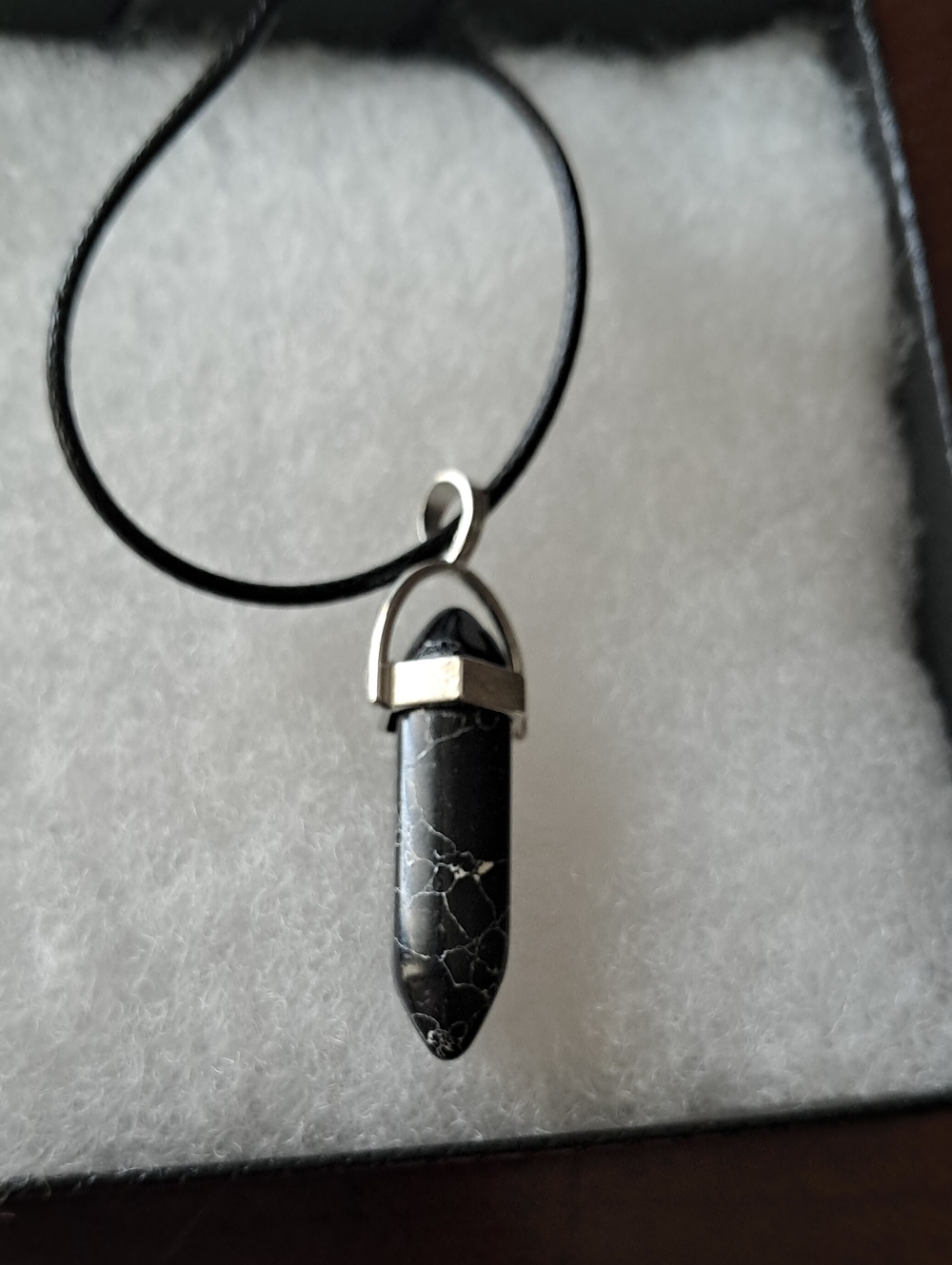 Black Howlite Point Pendant Necklace - Minimalist Women's Jewelry Handmade